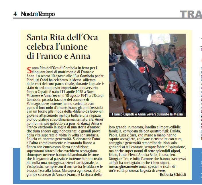 Santa Rita celebra l'unione di Franco e Anna